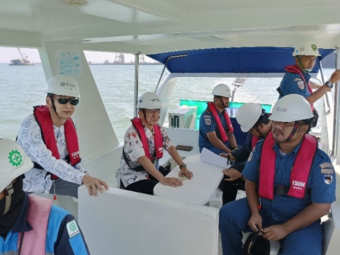 Photo of site inspection from onboard